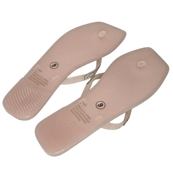 Lauren Lorraine Tampa Jelly Flip Flop in Pink Size 9 Rhinestone Glitter - Picture 3 of 4